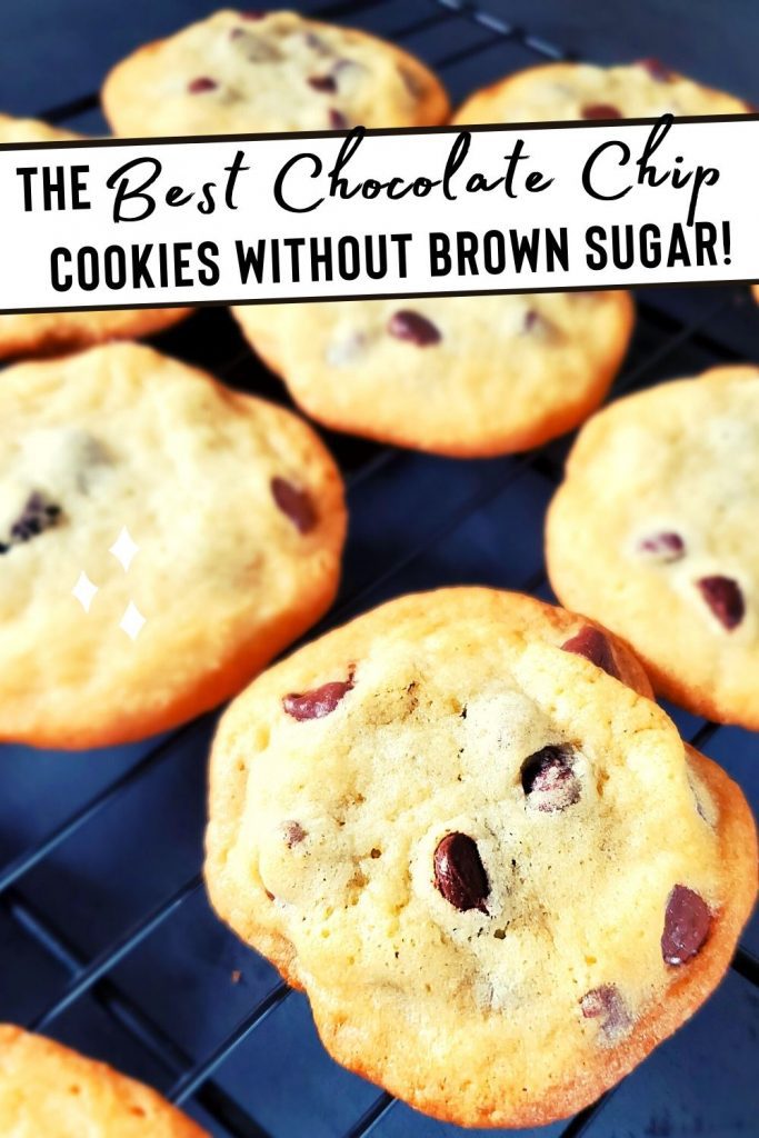 The best chocolate chip cookies with no brown sugar on cooling rack. 